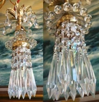 Vintage Lamp Chandelier Swag Baby Jelly Fish Inspire Brass Beaded Crystal Glass. Fixed Price $129.00.