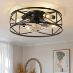 Kdg 19.7 Retro Low Profile Led Ceiling Fans With Light, Reversible. Fixed Price $127.65.