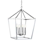 16" Chrome Lantern Pendant Light, 1LIGHT Pagoda Style Metal Cage Farmhouse Ha.... Fixed Price $213.92.