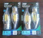 Lot Of (2PKS)FEIT Electric 40W Clear Flame Tip Led Bulbs Daylight BA10. Fixed Price $12.99.