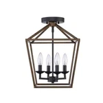 Home Decorators Weyburn 16.5 In. 4-LIGHT Black & Faux Wood Farmhouse Semi-flush. Fixed Price $33.24.