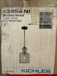 Kichler Riviera Pendant 1LT 7.75X13.75", Brushed Nickel, Clear Ribbed - 43954NI. Fixed Price $30.00.