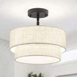 3-LIGHT Semi Flush Mount Ceiling Light, 12.6 Inch Drum Black Chandelier Fabri.... Fixed Price $109.74.
