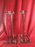 Set Of Vtg Crystal Cut Metropolitan 12" Pillar Candle Holders. Fixed Price $24.77.