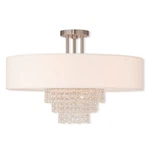 Livex Carlisle Light Ceiling, Nickel/crystals/off-white Hardback 51029-91. Fixed Price $541.96.