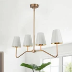 Lnc 4-LIGHT Matte Gold And White Fabric Shade Modern/contemporary Pendant. Fixed Price $152.07.