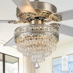 Crystal Chandelier Ceiling Fan, 3-LIGHT Farmhouse Fandelier With Remote *read. Fixed Price $99.00.