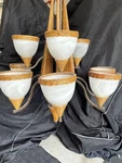 Triarch 29024 Bombay 9-LIGHT Bamboo Wicker Chandelier 34" Diameter 40" High Used. Fixed Price $110.00.