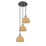 Innovations Rattan 3LT 8" Cord Multi Pendant, Bkb/nt 113B-3P-BAB-RBD-8-NAT. Fixed Price $620.40.