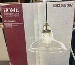 Home Decorators Collection Rockwood 1-LIGHT Dark Bronze Pendant With Clear Glass. Fixed Price $52.00.