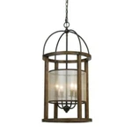 Cal Lighting FX-3536/4L Mission Wood Metal Chandelier With Organza Sha. Fixed Price $420.00.
