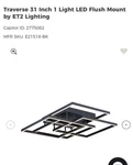 ET2 Lighting Traverse Led 31" Ceiling Black. Fixed Price $500.00.