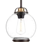 Chronicle 1-LIGHT Antique Bronze Mini Pendant W/clear Seeded Glass By Progress. Fixed Price $107.74.
