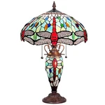 Capulina Tiffany Lamp, Stained Glass Table 16X16X24 Inches Fine Sky Drag.... Fixed Price $265.25.