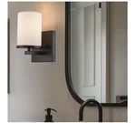 Bel Air Lighting Cornerstone 1-LIGHT Black Wall Sconce Frosted Glass Shade Indoo. Fixed Price $22.43.