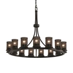 Justice Wire Mesh Dakota Light Cylinder Chandelier, Black MSH-8715-10-MBLK. Fixed Price $1324.99.