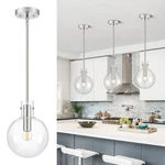 Brushed Nickel Pendant Lights Kitchen Island, 1-LIGHT 8" Large Globe Glass Ha.... Fixed Price $104.79.