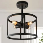 Lnc Black Semi Flush Mount Rustic 4-LIGHT Drum Farmhouse Ceiling Bronze. Fixed Price $39.99.