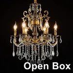 Homeooze CH005 6 Light Classic Candle-style Crystal Chandelier, Antique Gold. Fixed Price $84.03.