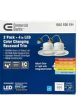 Commercial Electric 65W 650LM 4" Led Color Changing Recessed Trim - White 2 Pack. Fixed Price $9.99.