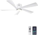 Ohniyou 52 Flush Mount Ceiling Fan With Lights, Remote & App Control Low. Fixed Price $181.72.