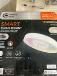 CE-1010633889 Hubspace 12" Led Flush Mount Light With Night. Fixed Price $42.99.