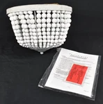 Pottery Barn Leila Wood Bead Flush Mount Ceiling Light Fixture 15" New Open Box. Fixed Price $199.99.