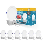 Lamphome 6-PK 6" Slim Led Recessed Lights J-box, Cct Adj. 2700-5000K. Fixed Price $79.99.
