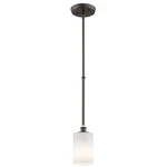 Kichler Joelson Mini Pendant 1LT, Olde Bronze, Satin Etched Cased Opal - 43927OZ. Fixed Price $114.97.
