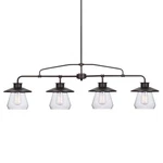 Globe Electric 65382 Bronze 4-LIGHT Pendant With Clear Glass Shade. Fixed Price $101.37.