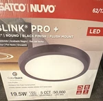 Satco Nuvo Blink Pro+ 12" Round Led Flush Mount Black Dimmable Cct 1350-1420LM. Fixed Price $28.99.