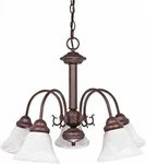 Nuvo 60-183 5-LIGHTS Old Bronze Chandelier With Alabaster Glass Bell Shades. Fixed Price $193.99.