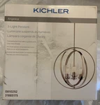 New Sealed Kichler Angelica 3-LIGHT Pendant Polished Nickel With Crystal Accents. Fixed Price $115.00.
