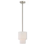 Livex Lighting 51040 Nickel Claremont Single 7"W Pendant With Fabric Shade. Fixed Price $113.96.