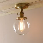 5.9" Vintage Industrial Ceiling Lamp Round Clear Globe Glass Flush Mount Light. Fixed Price $77.99.