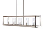 Jonathan Y 38.5" Nickel Linear 5LIGHT Led Chandelier Adjustable Clear Glass. Fixed Price $162.00.