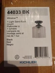 Kichler Winslow 1-LIGHT Semi-flush Mount Black With Frosted Glass. Fixed Price $47.00.
