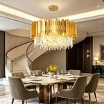 Modern Round Crystal Chandelier Gold Home Office Decor Ceiling Lamp Indoor. Fixed Price $139.99.