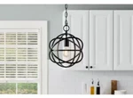 Sarolta Sands 1-LIGHT Black Mini Pendant Fixture With Caged Metal Orb. Fixed Price $37.99.