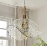 Uolfin A04977A 1-LIGHT Plated Gold Hanging Pendant W/textured Glass Shade. Fixed Price $89.99.