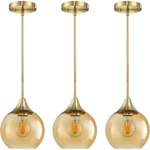 Doraimi Lighting 3-PACK 1-LIGHT 6.25" Clear Amber Glass Pendant Ceiling. Fixed Price $69.99.