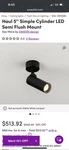 Zaneen Design Lightning Haul Simple Cylinder Led Semi Flush Mount Black $600. Fixed Price $99.99.