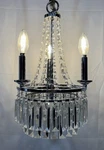 Nos Quoizel Lighting Polished Chrome 3 Chandelier Crystal Prisms Swag Lamp. Fixed Price $99.00.