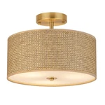 13" Woven Rattan Boho Ceiling Fixture, 3-LIGHT Modern Semi Flush Mount .... Fixed Price $57.81.