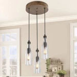 Lnc Wood Kitchen Pendant Light Fixture Farmhouse Chandelier Clear Glass Shade. Fixed Price $249.95.