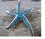 Blue Opal Starfish Sea Pendant Charm On 20" 925 Sterling Silver Necklace Women. Fixed Price $23.88.