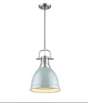 Golden Lighting Duncan Pewter Rod/seafoam Shade Small Pendant 14.25X8.88 Nib. Fixed Price $44.27.