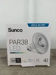Sunco Par 38 Led 1250 Lumen 15W 4 Pack Flood Lights 5000K Daylight. Fixed Price $10.32.