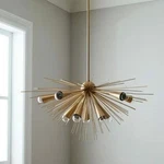 Mid Century Modern Brass Half Sea Urchin Stylish Chandelier With 10 Arm. Fixed Price $208.50.