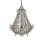 Big French Country Wooded Bead Chandelier Shabby Chic. Fixed Price $435.00.